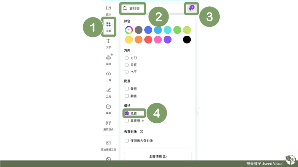 Canva新手技巧02-篩選出免費素材